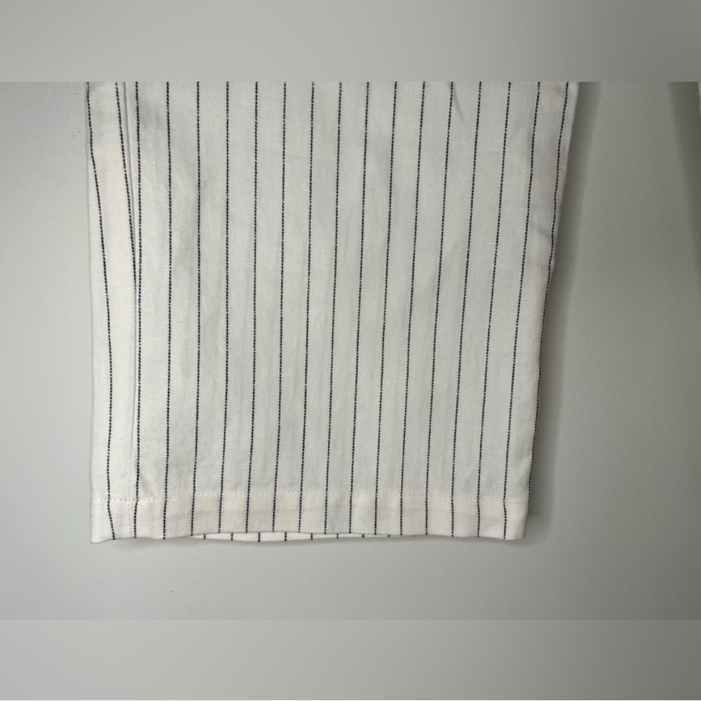 Rag and Bone - White Stripe Dylan Cropped Linen Pants - Size 2 - Picture 6 of 10